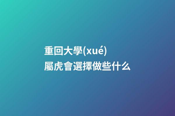 重回大學(xué) 屬虎會選擇做些什么